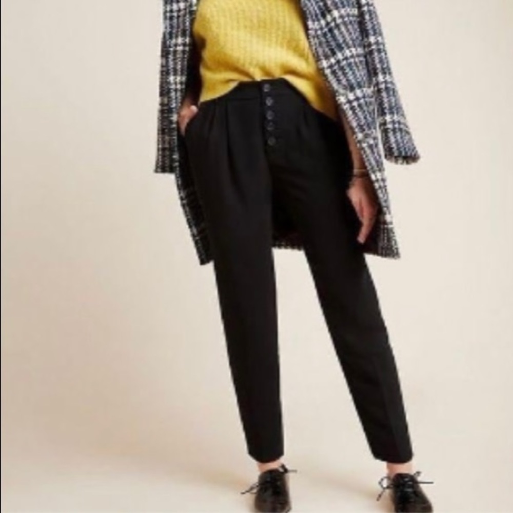 NWT Anthropologie Sasha Button-Fly Tapered Trousers